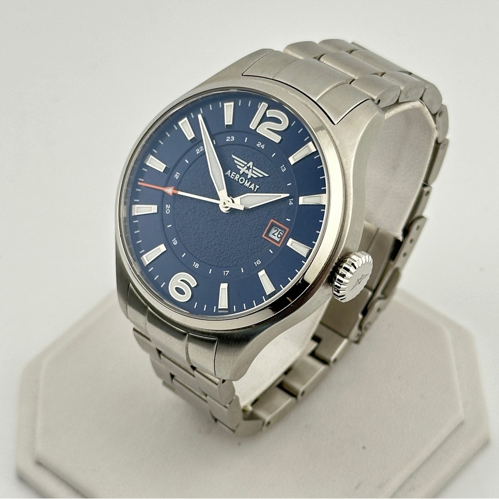 Aeromat Airspeed Azure Stainless Steel Mens 44mm Automatic Pilot Watch